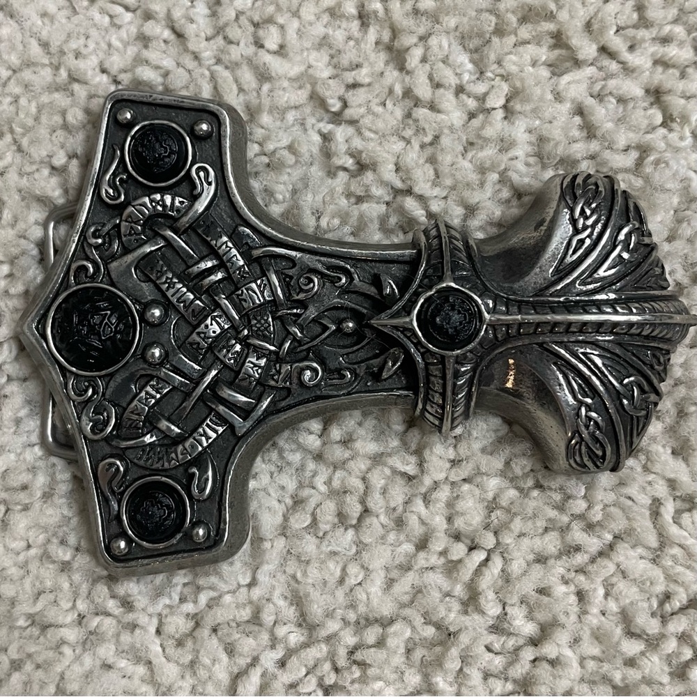 ALCHEMY GOTHIC Thunder THOR'S HAMMER Silver Tone BELT BUCKLE